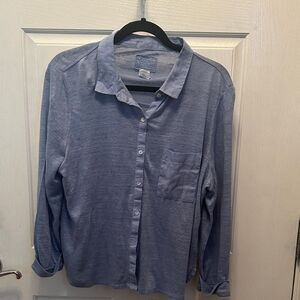 Sigrid Olsen Casual Blue Button-Down Shirt